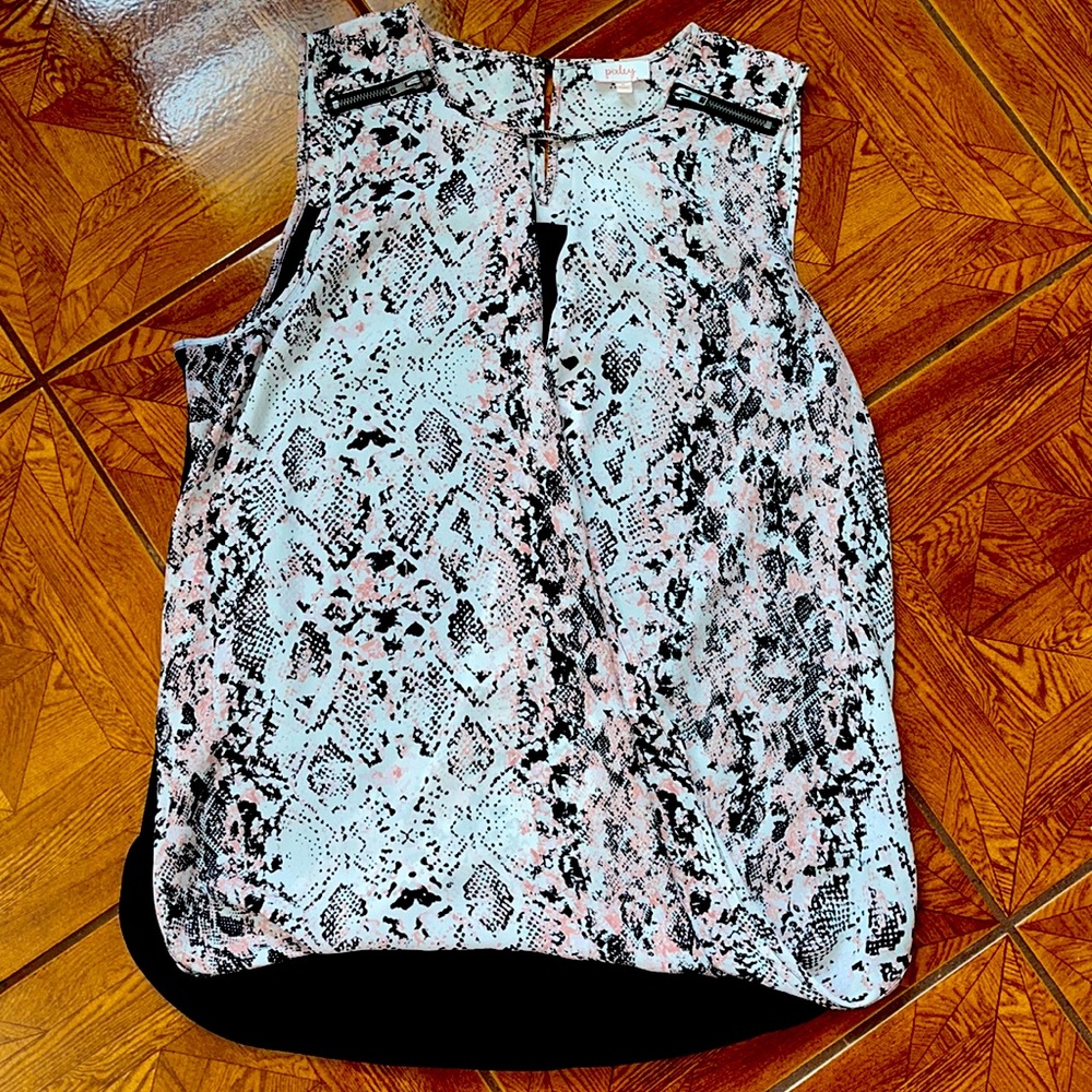 Pink, White & Black Medium Snakeskin Design Blouse